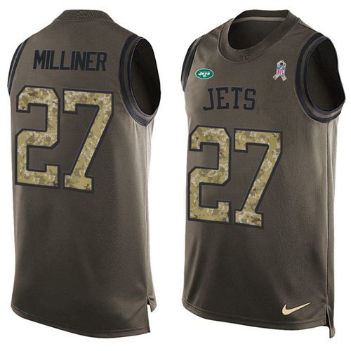 Nike Jets #27 Dee Milliner Green Men's Stitched NFL Limited Salute To Service Tank Top Jersey