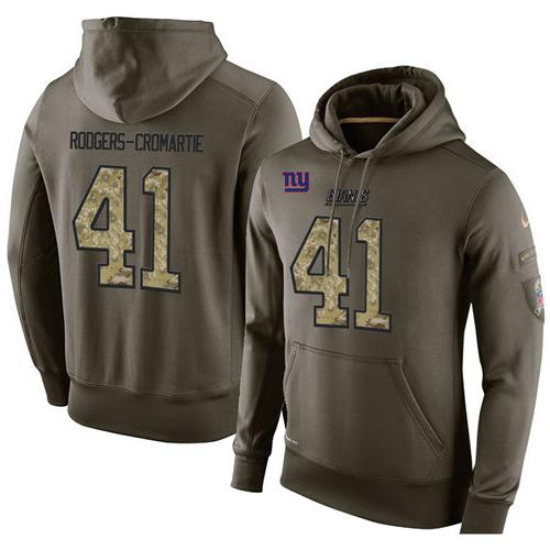 NFL Men's Nike New York Giants #41 Dominique Rodgers-Cromartie Stitched Green Olive Salute To Service KO Performance Hoodie
