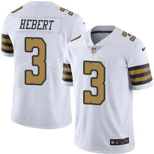 Nike Saints #3 Bobby Hebert White Men's Stitched NFL Limited Rush Jersey