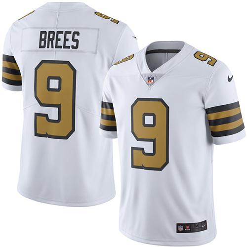 Nike Saints #9 Drew Brees White Men's Stitched NFL Limited Rush Jersey