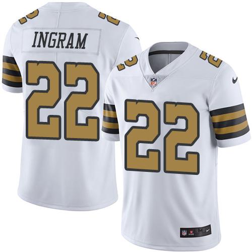 Nike Saints #22 Mark Ingram White Men's Stitched NFL Limited Rush Jersey