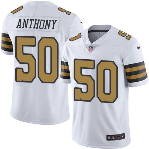 Nike Saints #50 Stephone Anthony White Men's Stitched NFL Limited Rush Jersey