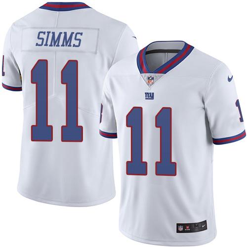 Nike Giants #11 Phil Simms White Men's Stitched NFL Limited Rush Jersey