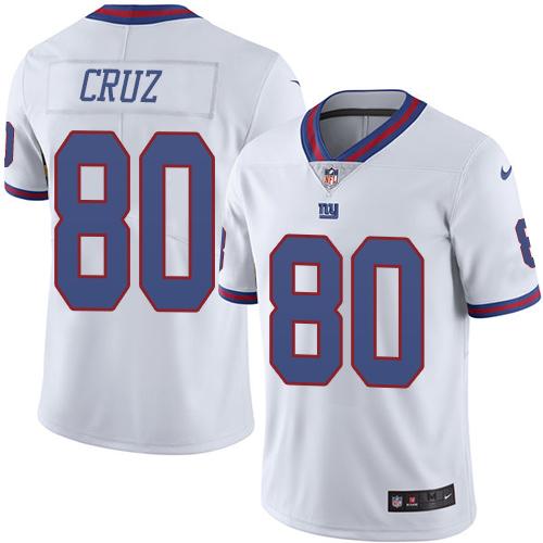 Nike Giants #80 Victor Cruz White Men's Stitched NFL Limited Rush Jersey