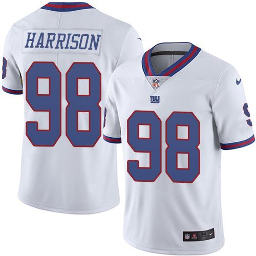 Nike Giants #98 Damon Harrison White Men's Stitched NFL Limited Rush Jersey