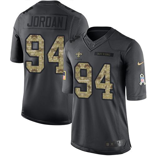Nike Saints #94 Cameron Jordan Black Men's Stitched NFL Limited 2016 Salute To Service Jersey