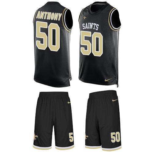 Nike Saints #50 Stephone Anthony Black Team Color Men's Stitched NFL Limited Tank Top Suit Jersey