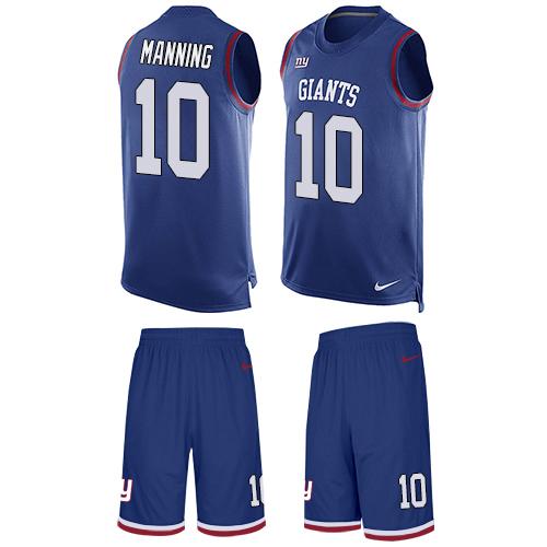 Nike Giants #10 Eli Manning Royal Blue Team Color Men's Stitched NFL Limited Tank Top Suit Jersey