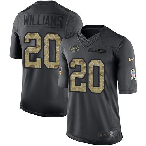 Nike Jets #20 Marcus Williams Black Men's Stitched NFL Limited 2016 Salute to Service Jersey