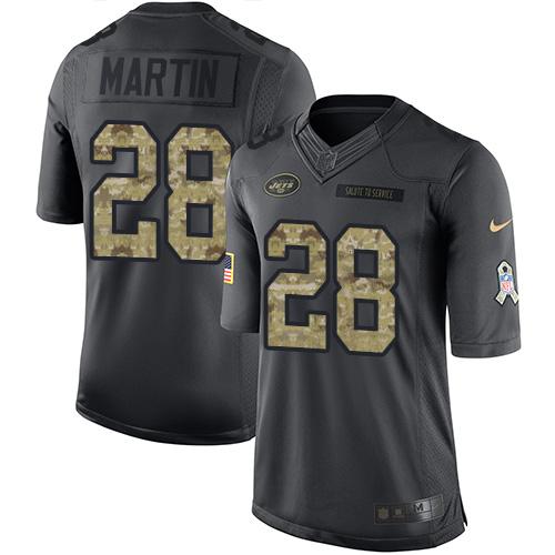Nike Jets #28 Curtis Martin Black Men's Stitched NFL Limited 2016 Salute to Service Jersey
