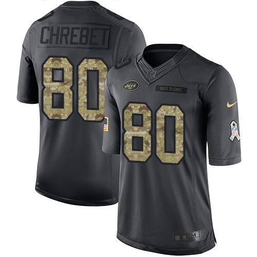 Nike Jets #80 Wayne Chrebet Black Men's Stitched NFL Limited 2016 Salute to Service Jersey