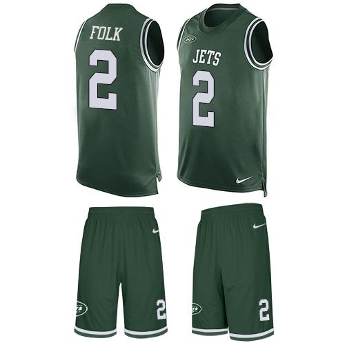 Nike Jets #2 Nick Folk Green Team Color Men's Stitched NFL Limited Tank Top Suit Jersey