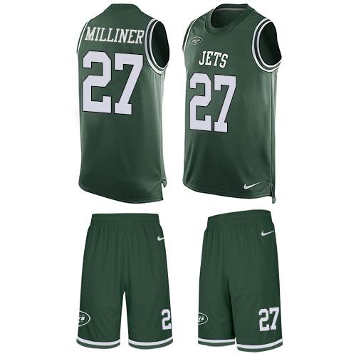 Nike Jets #27 Dee Milliner Green Team Color Men's Stitched NFL Limited Tank Top Suit Jersey