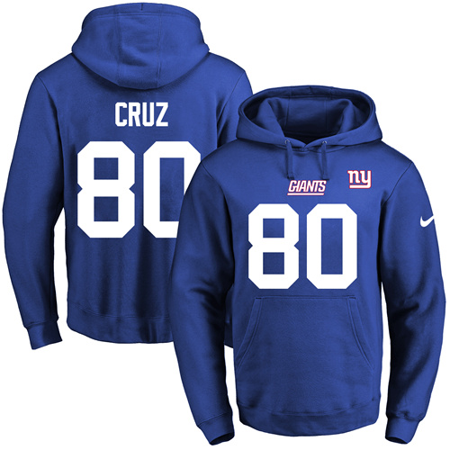 Nike Giants #80 Victor Cruz Royal Blue Name & Number Pullover NFL Hoodie