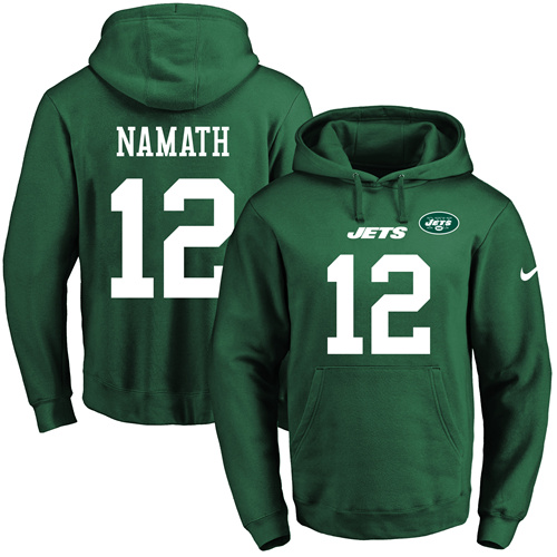 Nike Jets #12 Joe Namath Green Name & Number Pullover NFL Hoodie