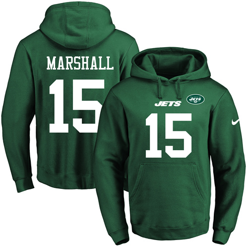 Nike Jets #15 Brandon Marshall Green Name & Number Pullover NFL Hoodie
