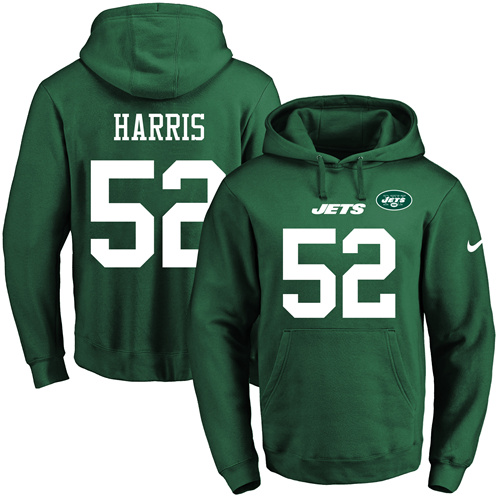 Nike Jets #52 David Harris Green Name & Number Pullover NFL Hoodie