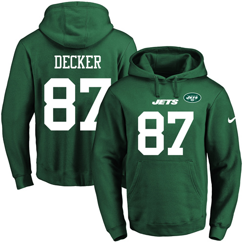 Nike Jets #87 Eric Decker Green Name & Number Pullover NFL Hoodie