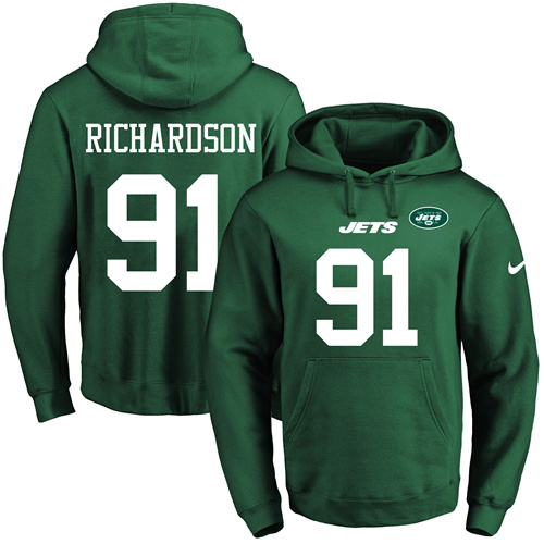 Nike Jets #91 Sheldon Richardson Green Name & Number Pullover NFL Hoodie