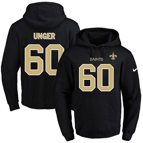 Nike Saints #60 Max Unger Black Name & Number Pullover NFL Hoodie