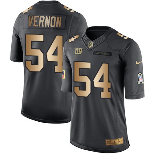 Nike Giants #54 Olivier Vernon Black Men's Stitched NFL Limited Gold Salute To Service Jersey