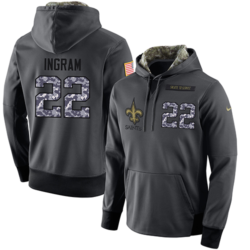 NFL Men's Nike New Orleans Saints #22 Mark Ingram Stitched Black Anthracite Salute to Service Player Performance Hoodie