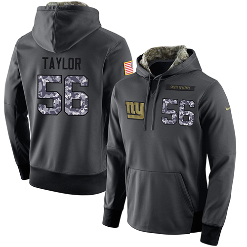 NFL Men's Nike New York Giants #56 Lawrence Taylor Stitched Black Anthracite Salute to Service Player Performance Hoodie