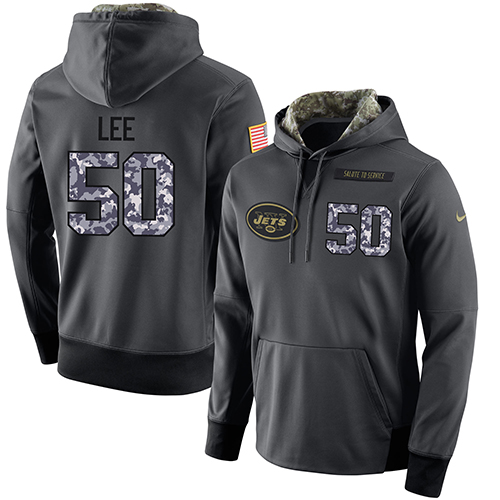 NFL Men's Nike New York Jets #50 Darron Lee Stitched Black Anthracite Salute to Service Player Performance Hoodie