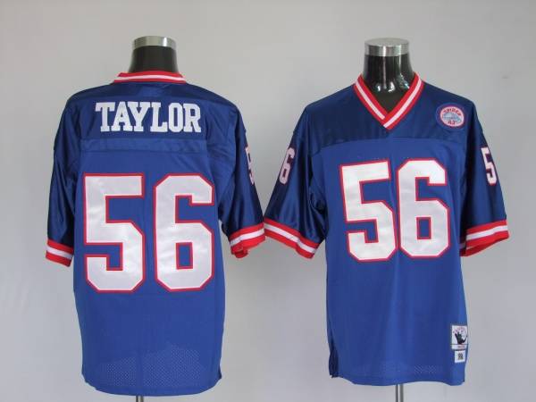 Mitchell and Ness Giants #56 Lawrence Taylor Blue Stitched NFL Jersey