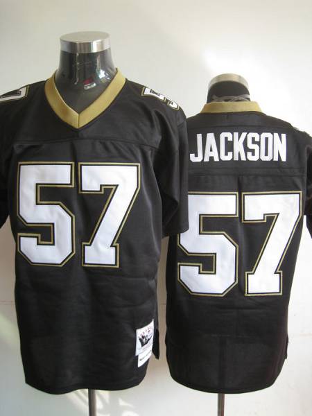 Mitchell And Ness Saints #57 Rickey Jackson Black Stitched Throwback NFL Jersey