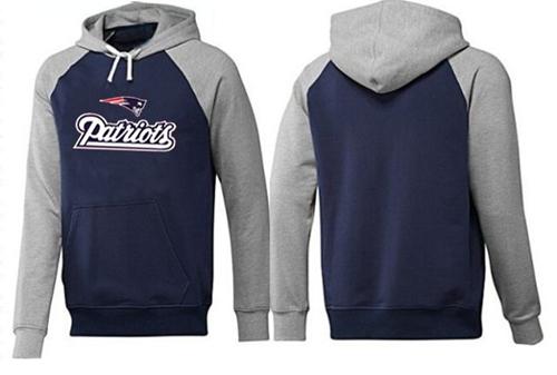 New England Patriots Authentic Logo Pullover Hoodie Dark Blue & Grey
