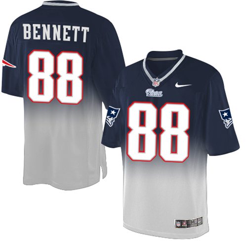 Nike Patriots #88 Martellus Bennett Navy Blue/Grey Men's Stitched NFL Elite Fadeaway Fashion Jersey