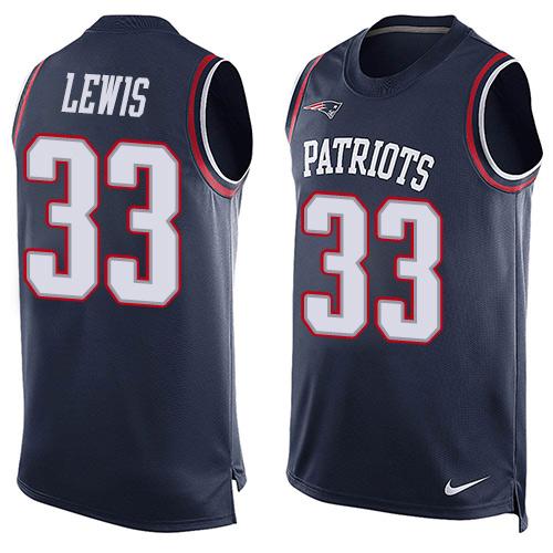 Nike Patriots #33 Dion Lewis Navy Blue Team Color Men's Stitched NFL Limited Tank Top Jersey