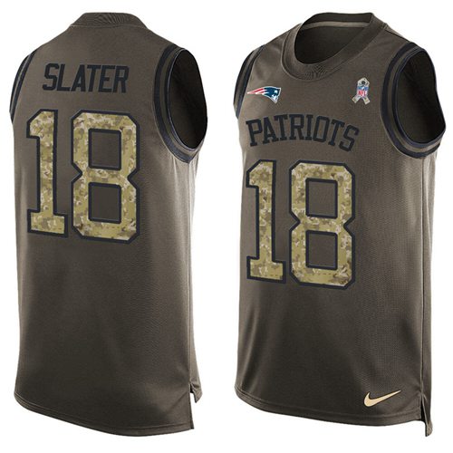 Nike Patriots #18 Matt Slater Green Men's Stitched NFL Limited Salute To Service Tank Top Jersey