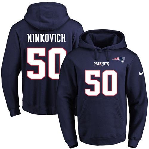 Nike Patriots #50 Rob Ninkovich Navy Blue Name & Number Pullover NFL Hoodie