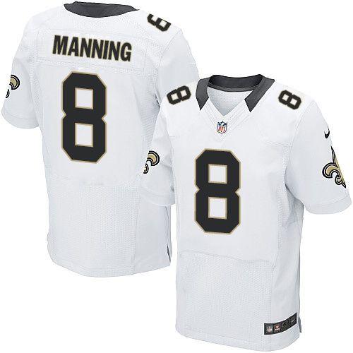 Nike Saints #8 Archie Manning White Men's Stitched NFL Elite Jersey