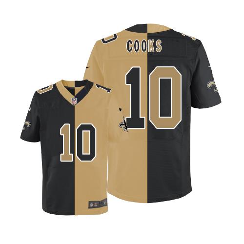 Nike Saints #10 Brandin Cooks Black/Gold Men's Stitched NFL Elite Split Jersey