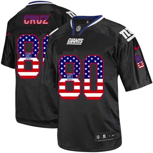 Nike Giants #80 Victor Cruz Black Men's Stitched NFL Elite USA Flag Fashion Jersey