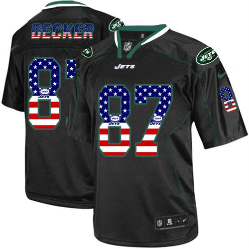 Nike Jets #87 Eric Decker Black Men's Stitched NFL Elite USA Flag Fashion Jersey