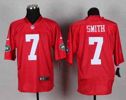 Nike Jets #7 Geno Smith Red Men's Stitched NFL Elite QB Practice Jersey