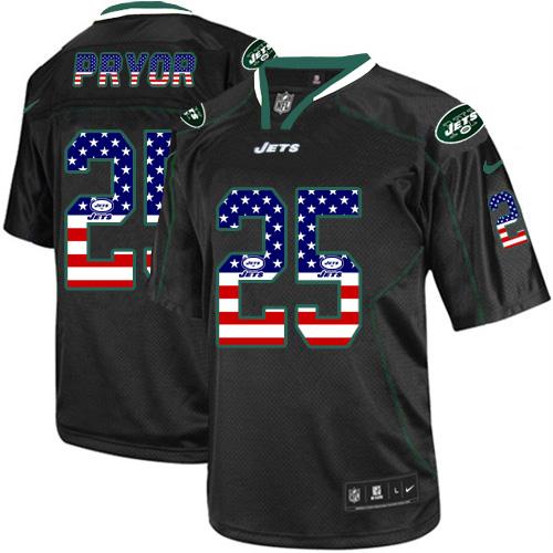 Nike Jets #25 Calvin Pryor Black Men's Stitched NFL Elite USA Flag Fashion Jersey