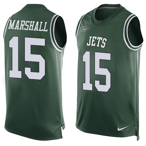 Nike Jets #15 Brandon Marshall Green Team Color Men's Stitched NFL Limited Tank Top Jersey