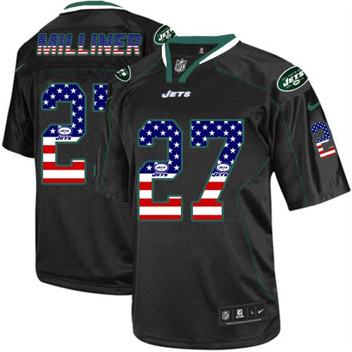 Nike Jets #27 Dee Milliner Black Men's Stitched NFL Elite USA Flag Fashion Jersey