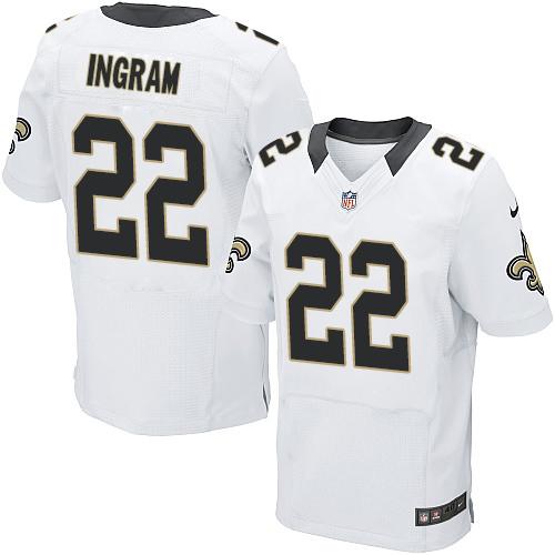Nike Saints #22 Mark Ingram White Men's Stitched NFL Elite Jersey