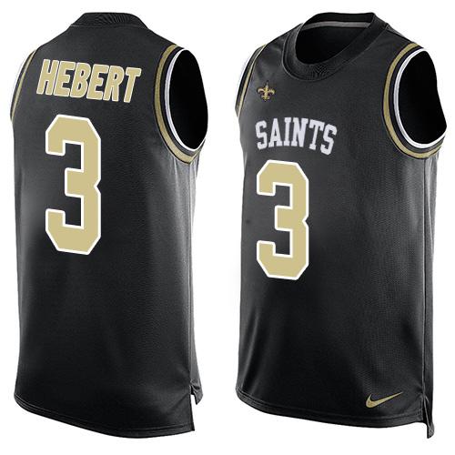 Nike Saints #3 Bobby Hebert Black Team Color Men's Stitched NFL Limited Tank Top Jersey