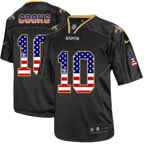 Nike Saints #10 Brandin Cooks Black Men's Stitched NFL Elite USA Flag Fashion Jersey