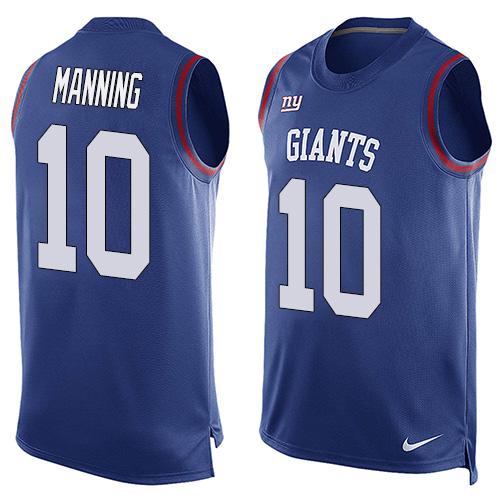 Nike Giants #10 Eli Manning Royal Blue Team Color Men's Stitched NFL Limited Tank Top Jersey