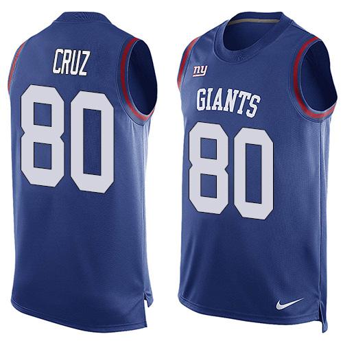 Nike Giants #80 Victor Cruz Royal Blue Team Color Men's Stitched NFL Limited Tank Top Jersey