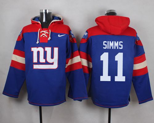 Nike Giants #11 Phil Simms Royal Blue Player Pullover NFL Hoodie