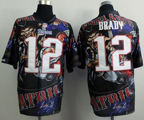Nike Patriots #12 Tom Brady Team Color Men's Stitched NFL Elite Fanatical Version Jersey